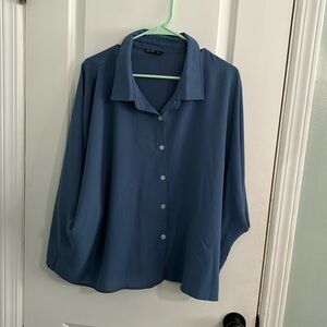 SHEIN Dusty Blue Boxy Collared Blouse
